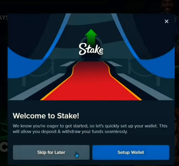 Deposit money in stake wallet